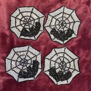 Vintage Gothic hand beaded coasters🦇🕸🦇🕸🦇